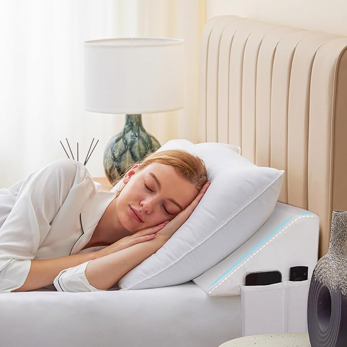 Queen Bed Wedge Pillow for Headboard, Foam Headboard Pillow, Bed Gap Filler, Mattress Wedge, Mattress Gap Filler Queen - Fill The Gap (0-7") Between Headboard and Mattress (White, 60"x10"x6")