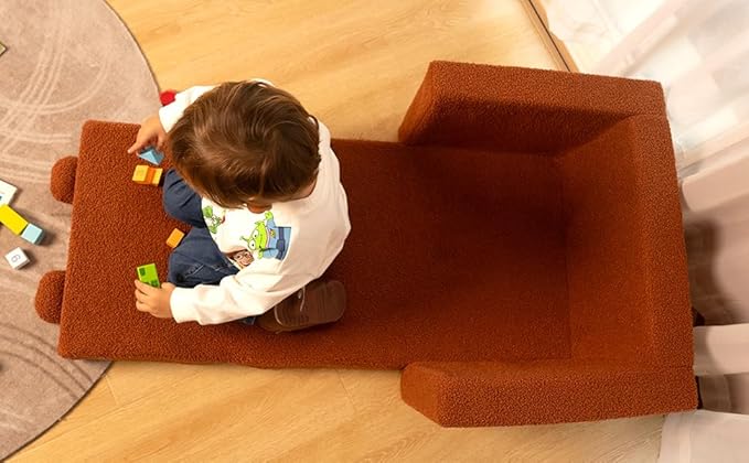LonSEA Furniture, Teddy Bear, Baby Chair for Toddler, Toddler Bed, Convertible Sofa to Lounger - Comfy 2-in-1 Flip Open Couch/Sleeper for Kids, Toddler Cot, Brown