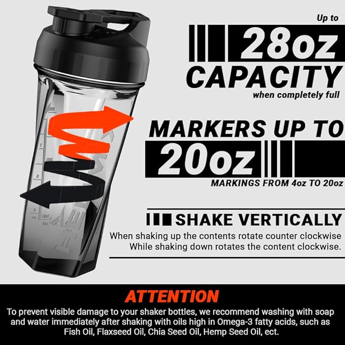 HELIMIX 2.0 Vortex Blender Shaker Bottle Holds upto 28oz | No Blending Ball or Whisk | USA Made | Pre Workout Protein Drink Shaker Cup | Weight Loss Supplements Shakes | Top Rack Safe