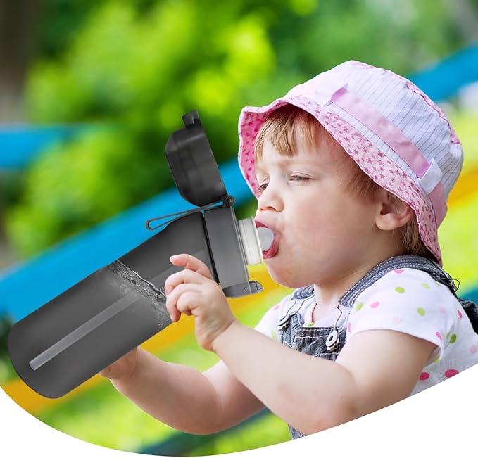 Water Bottle with Flavor Pods 21.9 Oz/650ml Fruit Fragrance Water Bottle Recyclable Sports Air Water Cup Scented Pods for Outdoor (Grey)