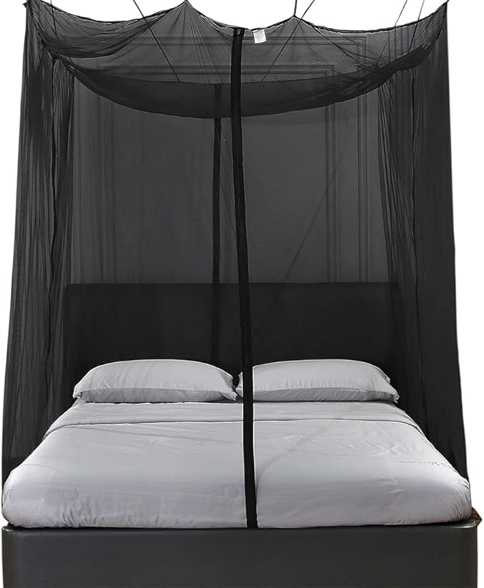 Mengersi Mosquito Net for Bed Canopy with Zipper,Canopy Bed Curtains Twin Full,Queen King Size Bed,Mosquito Netting for Patio,Camping,Bug Net for Camping,Black