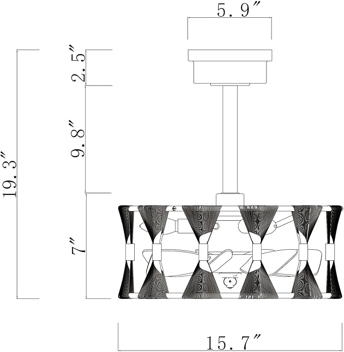 Lutz 16 Inch Matte Black and Gold Modern Fandelier
