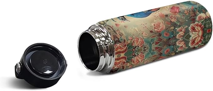 Peacocks Insulated Water Bottle 20 Oz Stainless Steel Leak Proof Vacuum Lightweight Keeps Cold and Hot Great for Travel Hiking Biking Running