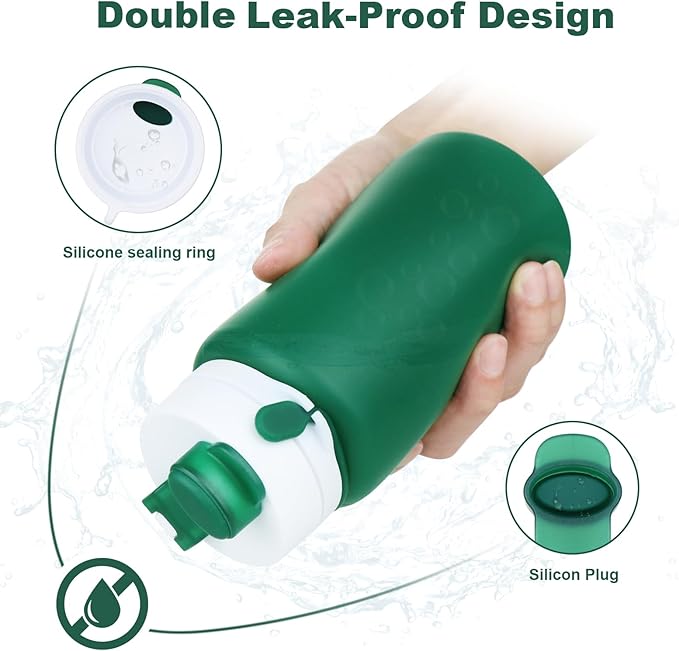 Collapsible Water Bottle, Foldable Water Bottle BPA Free Reusable Lightweight Leak-Proof Travel Silicone Water Bottle for Travel, Gym, Hiking, Office, Camping
