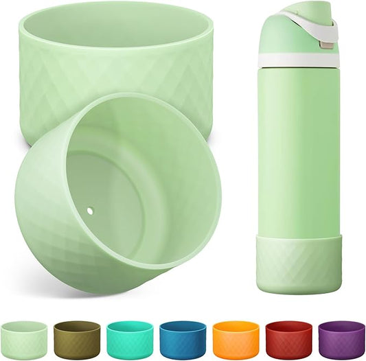 2PCS Silicone Water Bottle Boot for Owala 24oz 32oz 40oz, Anti-Slip Protective Sleeve Bottom Bumper Protector for FreeSip, Twist, and Flip Stainless Steel Water Bottles