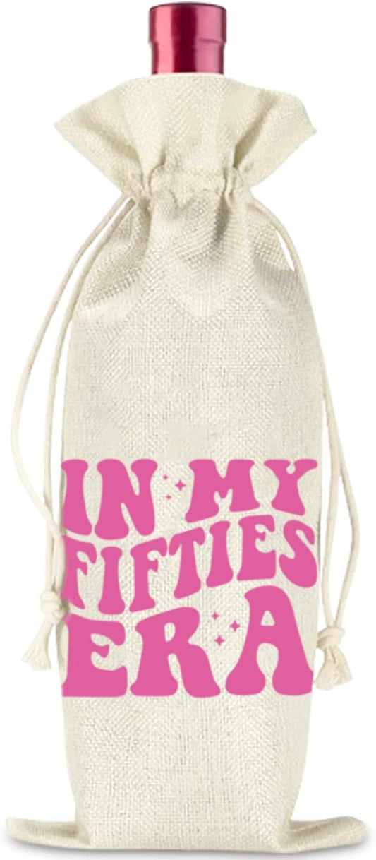 comfit 50th Birthday Wine Bag Gifts for Her,50th Wine Bag With Drawstring,50th Birthday Wine Bag,50th Birthday,Birthday Decorations,Wine Gift Bags