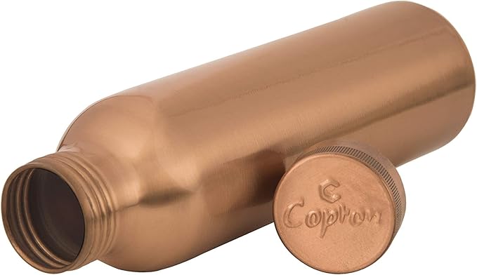 Pure Copper Water Bottle 30 oz 900 ml Leak Proof Ayurvedic 100% Pure Copper Vessel For Drinking - Drink More Water in Smooth Finish Plain Copper Bottle for Sports, Yoga, Travel & Daily Use