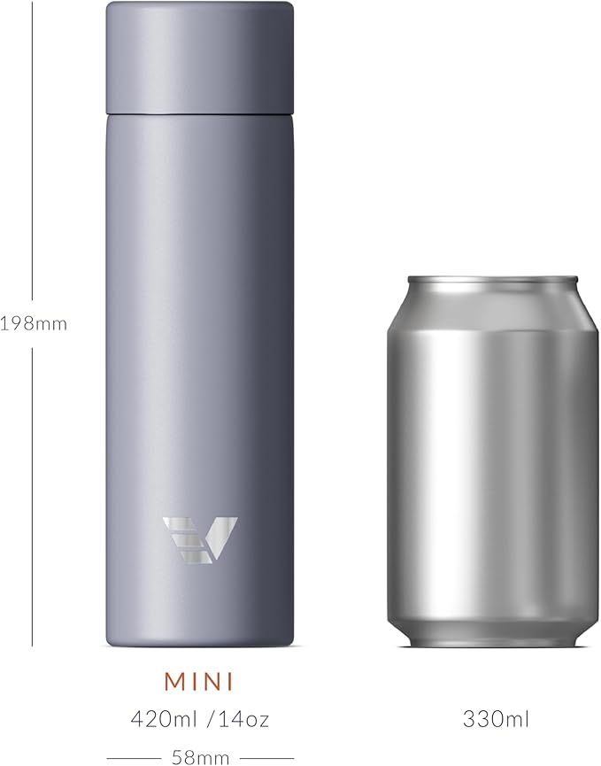 Mini Stainless Steel Water Bottle 14oz - Non-insulated | Designed for Bags | Slim, Lightweight & Stylish – Lilac