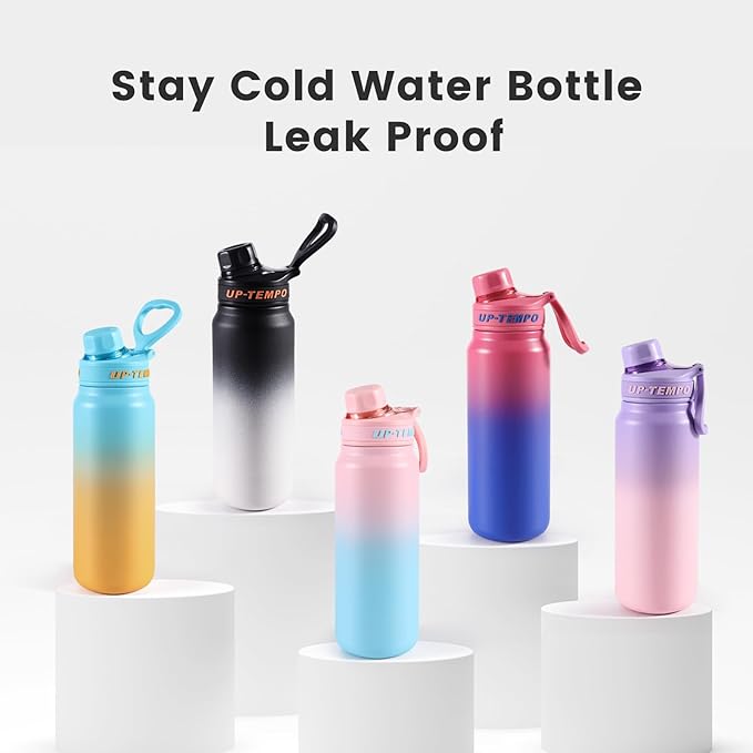28oz Sports Water Bottle with Straw, Stainless Steel Vacuum Insulated Cooling Water Bottle, Leak Proof Metal Water Bottle, Double Insulated, Suitable for Sports, Gym and Travel (Pink & Light Blue)