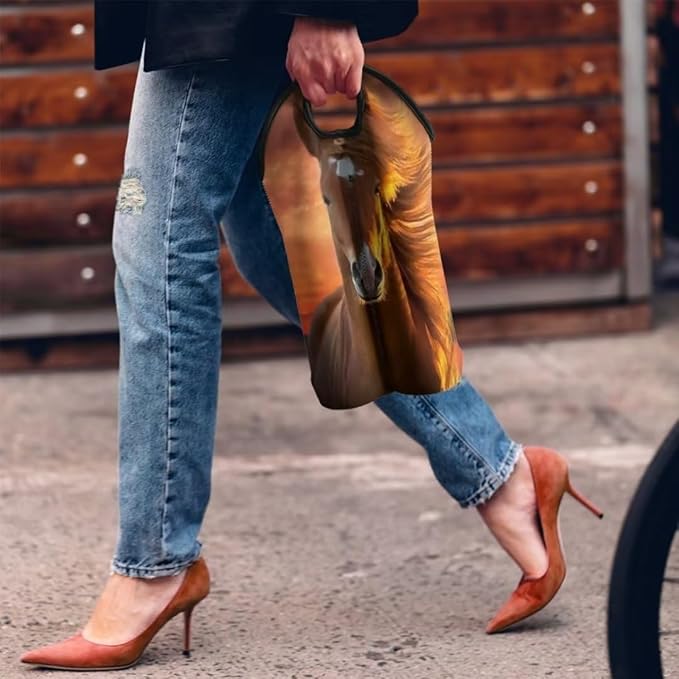 doginthehole 2 Bottle Wine Carrier Tote Horse Sunset Print Insulated Wine Cooler Bag Soft Portable Wine Bottle Carrier Neoprene Wine Tote Holder Insulated Cooler Protector Sleeve