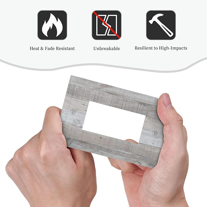 Rustic Grey Wood Shiplap 1 Gang Rocker Light Switch Plate Vintage Country Single Decora Outlet Wall Plate Cover Faceplate Decorative Switchplate GFCI for Farmhouse Bathroom Livingroom Bedroom Decor