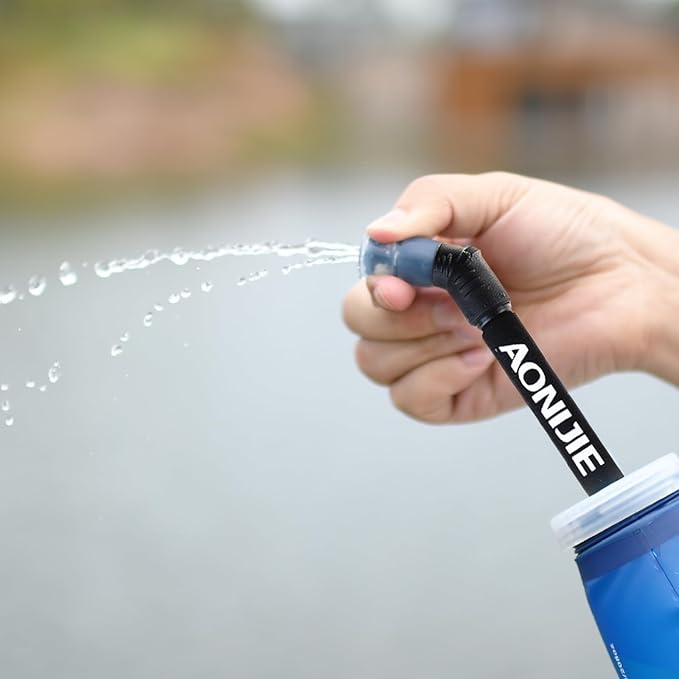 TRIWONDER TPU Soft Folding Water Bottles BPA-Free Collapsible Flask for Hydration Pack - Ideal for Running Hiking Cycling Climbing (Straw)