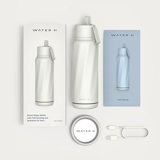 Vita Insulated Smart Water Bottle, Intake Tracker, Water Safety Analyzer, LED Reminder, BPA Free, 18 oz Double Wall Vacuum Stainless Steel Thermos (Flip Lid + Straw), Ideal Gift for Mom