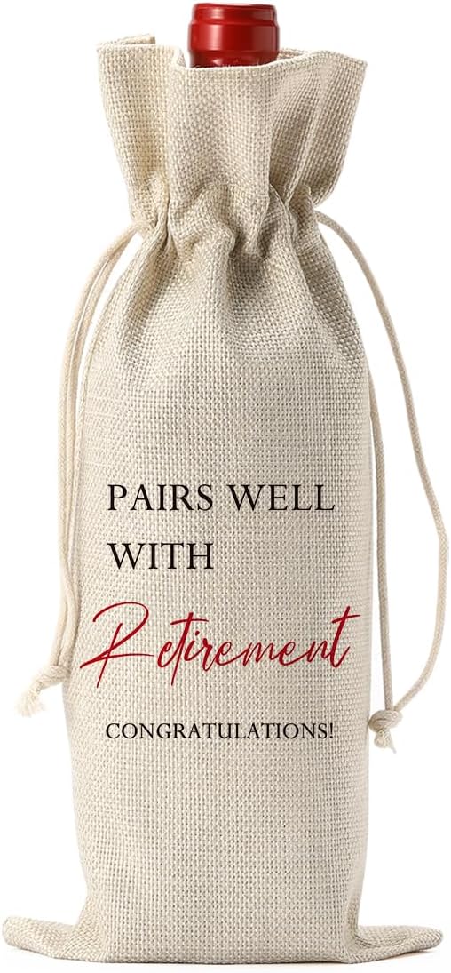 Retirement Gifts for Women, Happy Retired Retirement Gifts for Grandma Teacher Nurse Coworker, Retirement Party Decorations Wine Bag, Pairs Well With Retirement Wine Bottle Bag