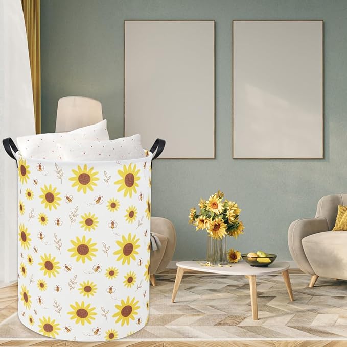 Sunflower Kids Laundry Basket Baby Hamper Sunflower Toy Storage Bin for Boys Room Decor Baby Nursery Hamper Gift Baskets for Bedroom Bathroom(Sunflower)
