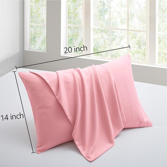 Toddler Pillowcase Set of 2 Pink Microfiber Pillow Cases 14x20 Comfortable Not Shrink Soft Pillow Cases Travel Pillow Cases 14x20 Envelope Style