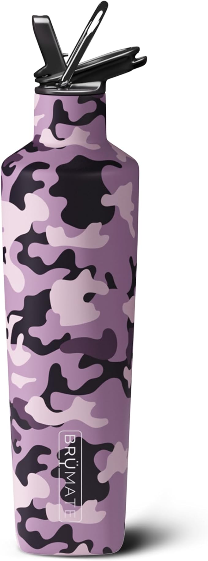 BrüMate ReHydration - 100% Leakproof 25oz Insulated Water Bottle with Straw - Stainless Steel Water Canteen (Mauve Camo)