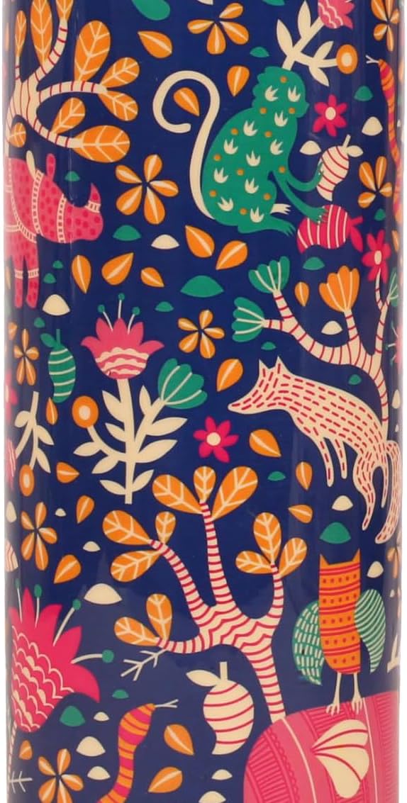 Pure Copper Water Bottle - Handcrafted - Ayurveda Health Benefits -Floral Animals Printed 35 OZ - Leak proof - Easy to carry For Sports, Fitness, Yoga, School - Vintage Enamel.