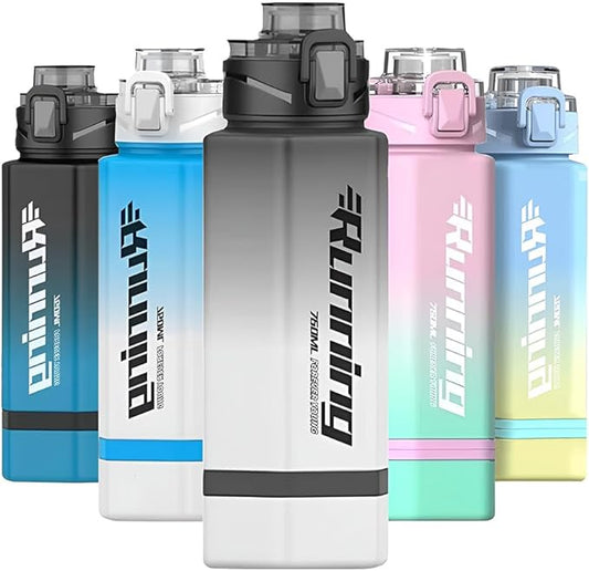 27 oz Hexagon Water Bottle, Wide Mouth Leak Proof Water bottles BPA-free Plastic Water Bottles Hexagonal Shape Water Bottle Reusable Water Bottle With Handle for Travel Fitness(Grey)