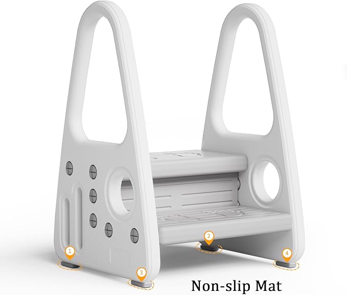 Toddler Step Stool for Bathroom Toilet Potty Training Children Step Ladder Step Stool for Kids with Safety Handles (Two Floor)