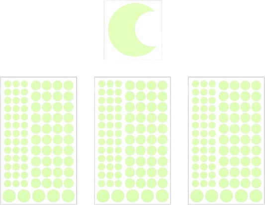 uxcell Glow Dots and Moon, Glow in The Dark Ceiling Stickers, 252 Dots Wall Decals Glowing Decal Decoration for Ceiling and Wall