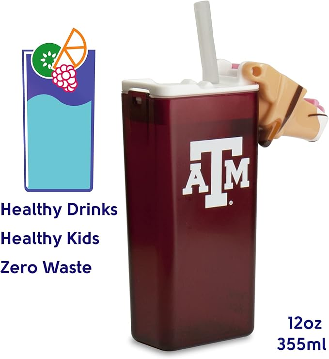 Reusable Water Bottle | Officially Licensed NCAA Sports Bottle | BPA Free | Dishwasher Safe | Collie Reveille Mascot | 12oz Drink in the Box - Texas A&M University