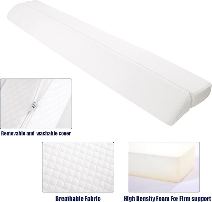 HOMBYS Wedge Pillow Headboard for Bed Gap,Foldable Bed Wedge Gap Filler King Size,Matterss Gap Filler,Multi Functional Bed Crack Pillow, Fill The Gap (0-7") Between Your Headboard and Mattress,White