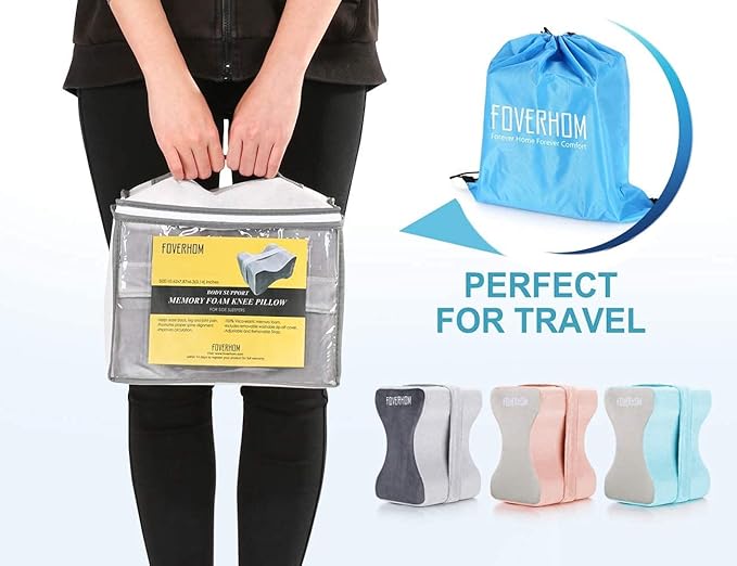 foverhom Memory Foam Knee Pillow,Orthopedic Leg Pillow for Sciatica Relief,Back Pain, Pregnancy, Leg Pain, Hip Pain and Sciatica Relief,Blue