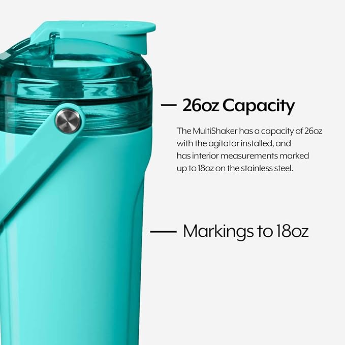 BrüMate MultiShaker Blender Shaker Bottle | 100% Leakproof Insulated Stainless Steel The Perfect Shaker Cup, Protein Shaker Bottle, and Pre Workout Bottle for the Gym | 26oz (Aqua)