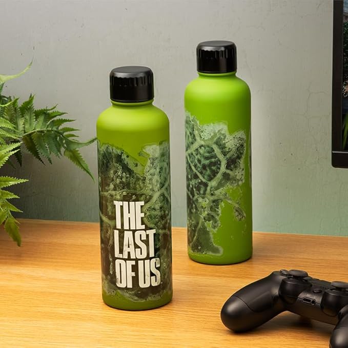 Paladone The Last of Us Official Licensed Movie Icon Glow in the Dark Water Bottle, Gamer Decor and Gift, Neon Green Desk Accessory for All Ages, Drinkware for Gaming Fans