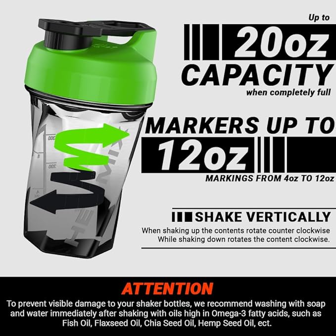 HELIMIX 1.5 Vortex Blender Shaker Bottle Holds Upto 20oz | No Blending Ball or Whisk | USA Made | Portable Pre Workout Whey Protein Drink Shaker Cup | Mixes Cocktails Smoothies Shakes | Top Rack Safe