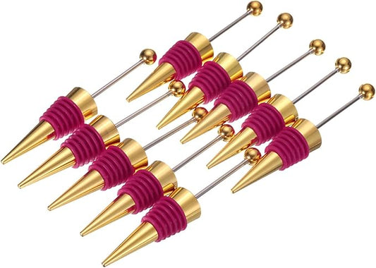 uxcell 10 Pcs Bead Wine Bottle Corks, Wine Stopper Cork, Wine Stopper, Reusable Wine Bottle Corks Sealing Plug Bottle for Beverage Holiday Party Bar,Gold/Deep Red