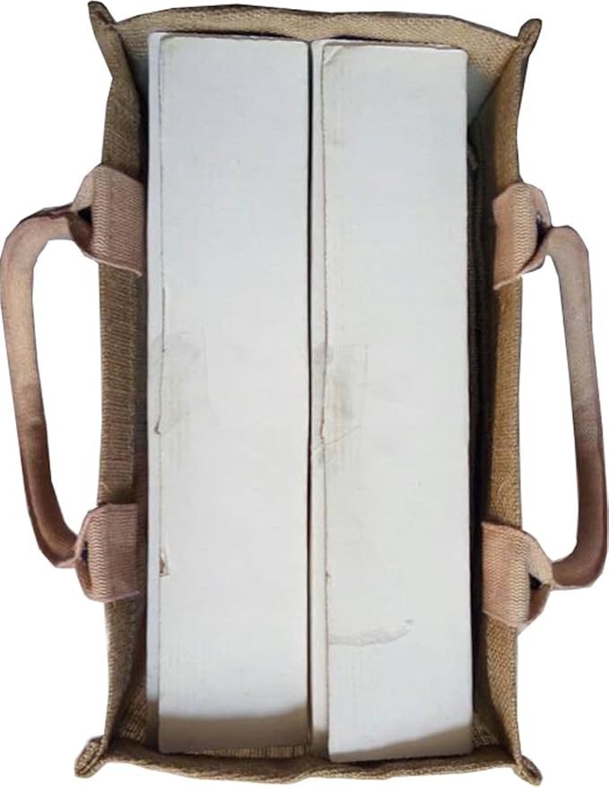 KVR natural Jute burlap wine beer water bottle cum can carrier bag with option to use as Grocery & lunch bag, Eco Environment Friendly versatile flexible (6 bottle bag, natural)