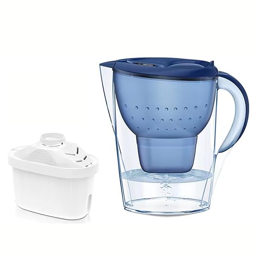 Water Filter Pitcher for Tap and Drinking Water with SmartLight Filter Change Indicator + 1 Elite Filter Lasts 6 Months 17-Cup Capacity Christmas Gift for Men and Women BPA Free (Blue)