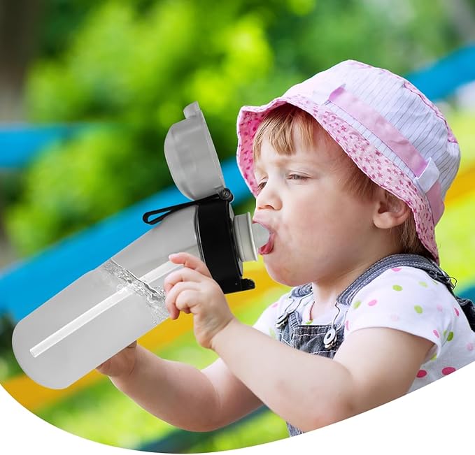 Water Bottle with Flavor Pods 21.9 Oz/650ml Fruit Fragrance Water Bottle Recyclable Sports Air Water Cup Scented Pods for Outdoor (Transparent)