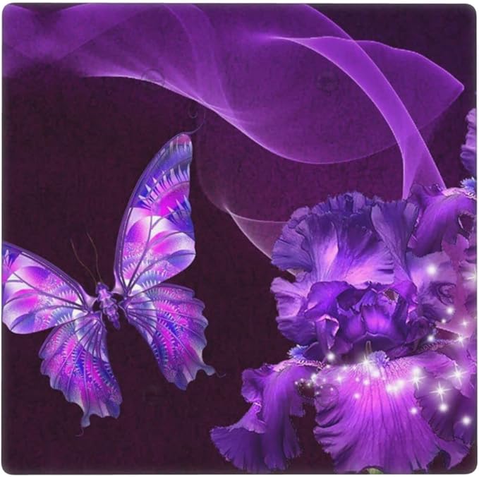 Purple Butterfly Flower Double Blank Switch Wall Plate Cover Outlets Decorative 2-Gang for Electrical Girls Room Bathroom Bedroom Home Kitchen Two Receptacle Polycarbonate Power Gear 4.5" x 4.6"