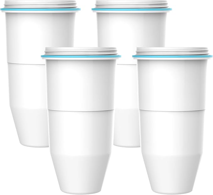 AQUA CREST NSF/ANSI 42,53&372 Certified Multiple-Stage Replacement Water Filters, Replacement for Pitcher Filters and Dispenser Filters, Reduce TDS, PFOA/PFOS, Chlorine, 4 Pack