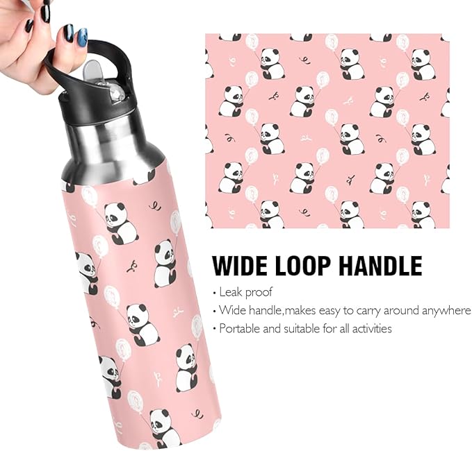 MNSRUU Insulated Water Bottle with Straw, Rainbow and Unicorns Stainless Steel Flasks for Sports Cycling Hiking School