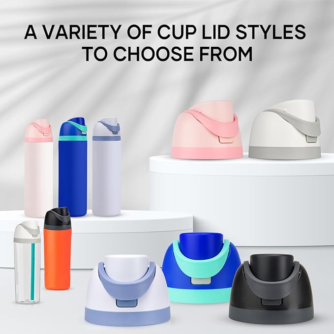 Replacement Lid for Owala Freesip, One Button Water Bottle Top Lid Compatible with Owala Cup 16oz 24oz 32oz 40oz, BPA-Free Replacement Accessories for Owala Free Sip (Ash White)