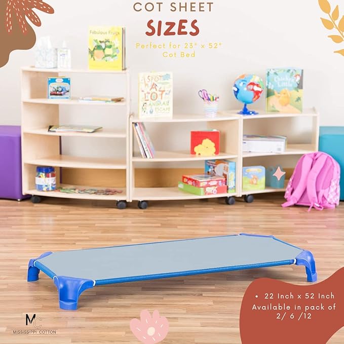 Pack of 6 Cot Sheet for Daycare Preschool Cot Bed -Polyblend Fabric with Corner Elastic Cots Sheets Fits On 22" X 40" Inches Size Toddler and Preschool Daycare Cot Black 22 X 40 Size