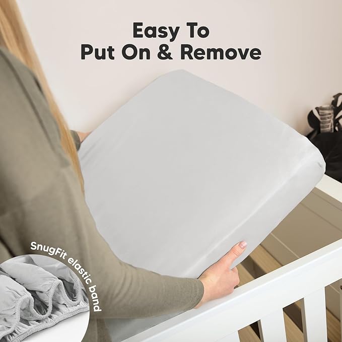 2-Pack Organic Crib Sheets for Boys, Girls - Jersey Fitted Crib Sheet, Baby Crib Sheets Neutral, Crib Mattress Sheet, Cotton Crib Sheets, Breathable Crib Sheet, Baby Mattress Sheets(French Gray)