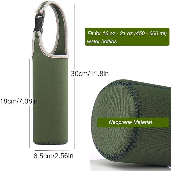 3PCS Water Bottle Carrier with Shoulder Strap 16oz-21oz, Neoprene Sleeve Cup Holder Pouch with Carrying Handle for All Portable Sport Water Bottle -3 Colors