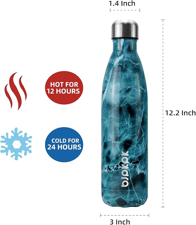 BJPKPK Stainless Steel Water Bottles -25oz/750ml -Insulated Water Bottles,Sports Water Bottles Keep Cold for 24 Hours and Hot for 12 Hours,Metal Travel Water Bottle,Marble Ocean