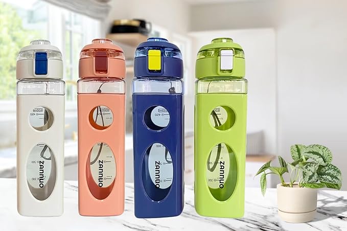 Water Bottle with Rope handle Easy Carry, Sport Water Bottle for Gym, Outdoor, School and Office, Leak Proof Portable Water Bottle BPA Free, Drink Water Bottles 650 ml / 22 oz. (White)