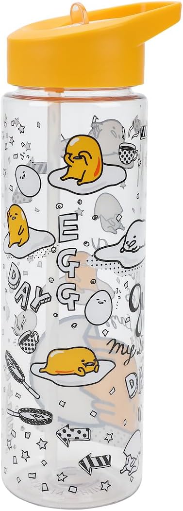 Gudetama Lazy Egg Skillets & Arrows AOP 24 Oz Single Wall Plastic Water Bottle