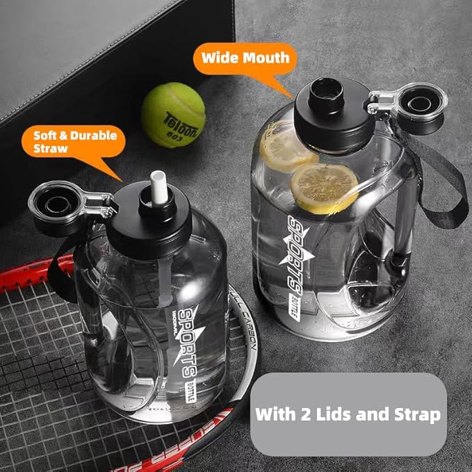 Liquid Sports Water Bottle with Strap and Handle for Running Cycling Hiking Swimming Beach Camping Gym Fitness Yoga Weightlifting, Black, FD9E336