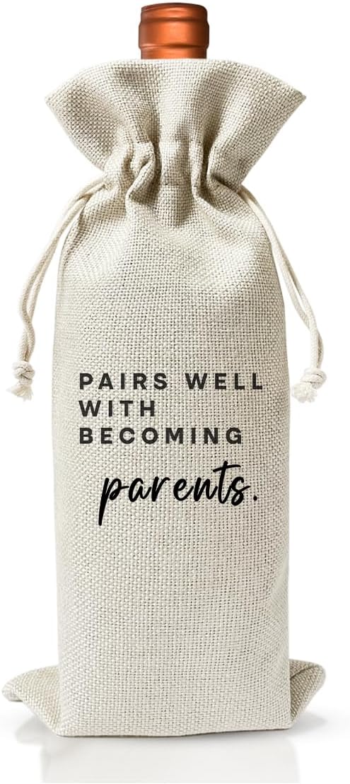 New Parents Gift Wine Bag, Promoted to New Parents Gift, Pregnancy Announcement or Baby Announcement Gift for New Parents, New Dad Mom Gift, Becoming Parents, Baby Shower or Party Favor Decor
