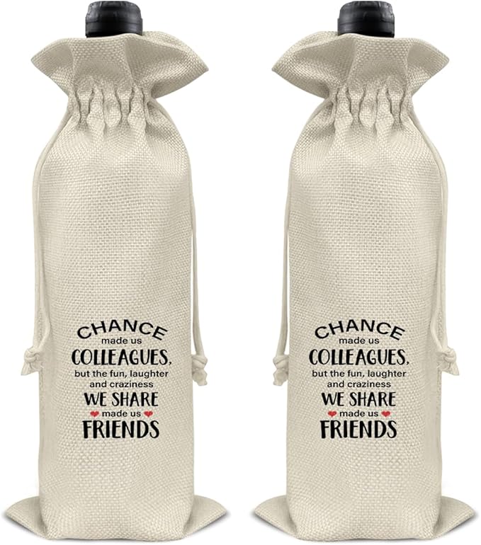 HOIJAUMAI Gift for Colleagues, Friendship Gifts for Coworkers Colleagues, Colleagues Wine Bag Coworker Wine Gift Bags for Women Men