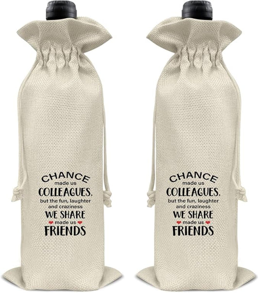 HOIJAUMAI Gift for Colleagues, Friendship Gifts for Coworkers Colleagues, Colleagues Wine Bag Coworker Wine Gift Bags for Women Men
