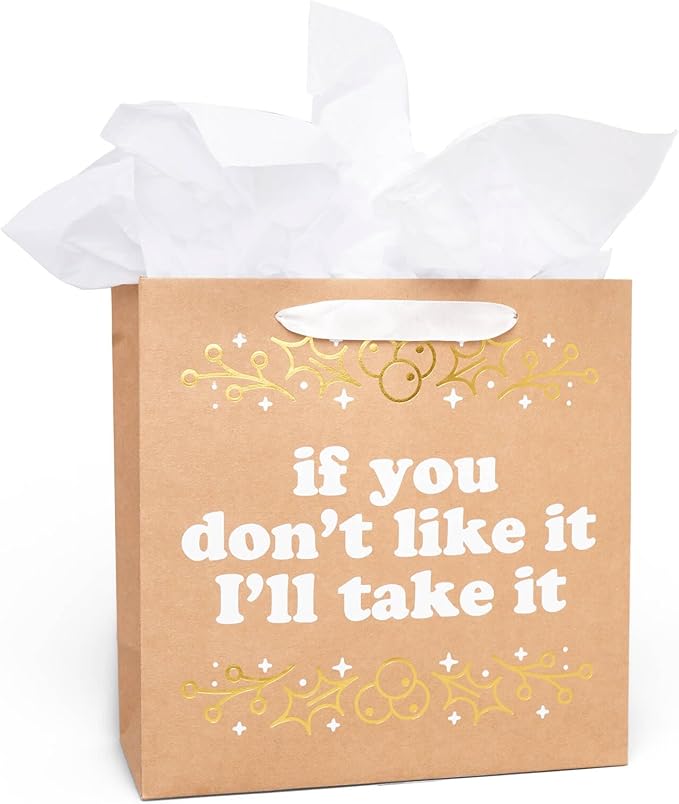 Tipsy Elves Christmas Gift Bags with Included Tissue Paper - Sleigh Bells and Sass Gift Bags - One Size Only - Pack of 6 Bags